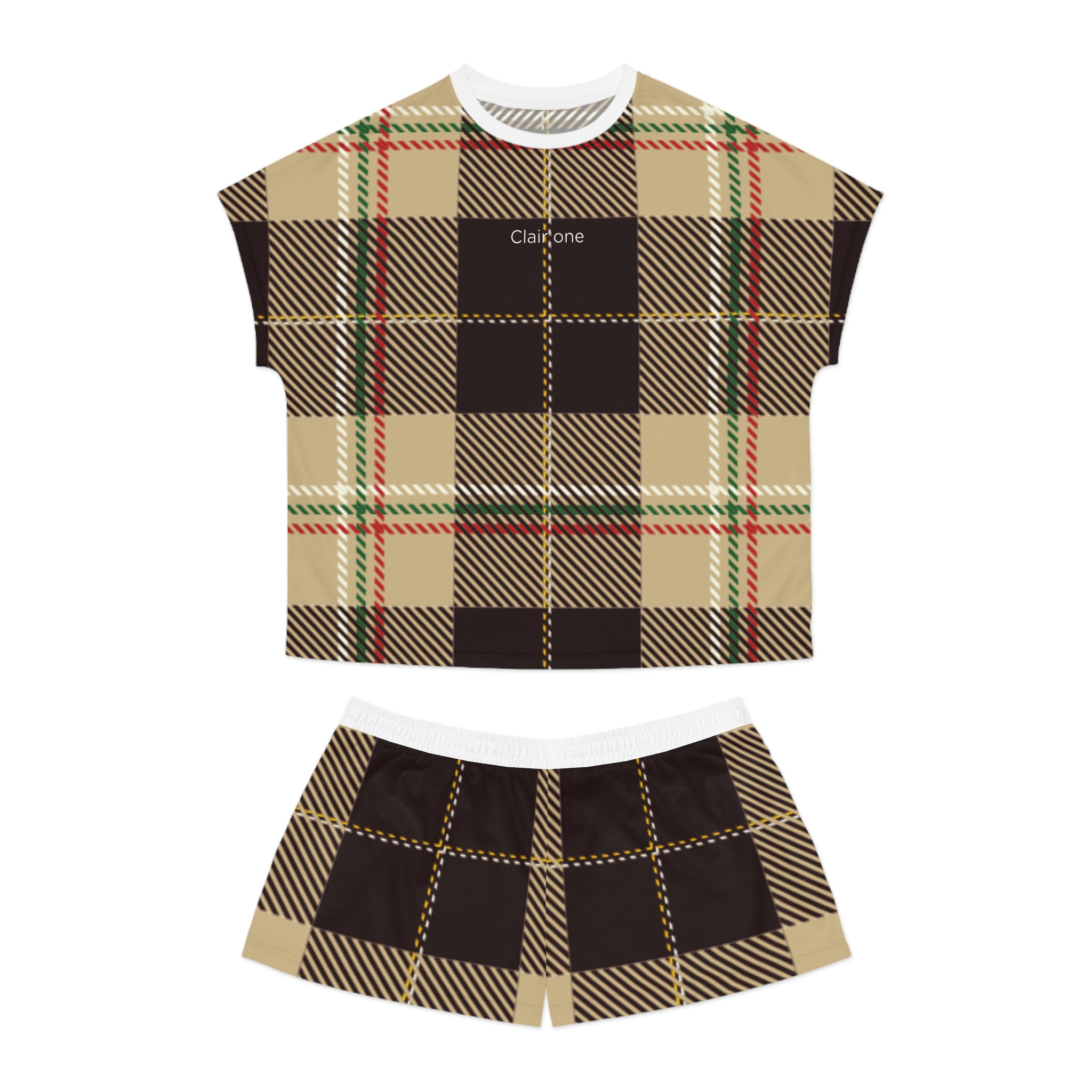 Brown Plaid summer pajama set.