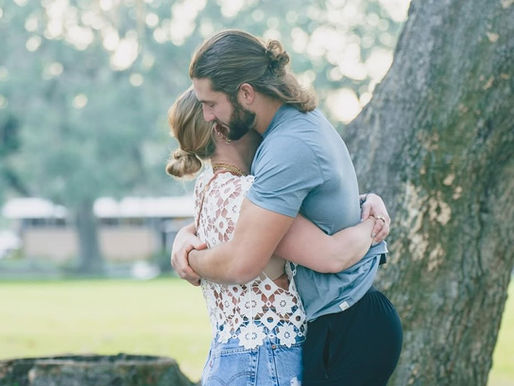 A couple embracing warmly