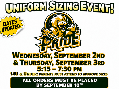 KP Pride uniform sizing is coming up!