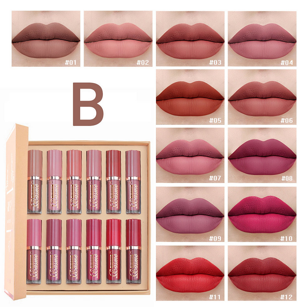 Thumbnail: SAM SUGAR 12-Color Lip Gloss Lipstick Set Liquid Matte Velvet Women's Makeup Lon