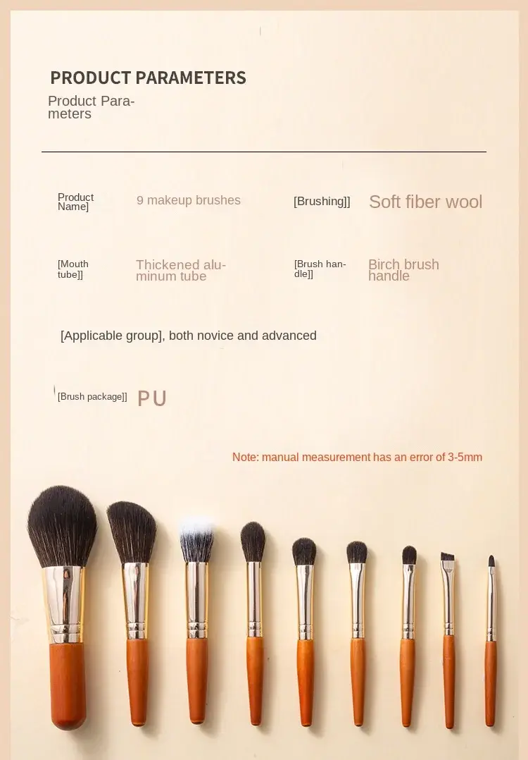 Thumbnail: 9Pcs/lot Mini Makeup Brush Set Portable Travel Cosmetic Brushes Kit Eyeshadow Fo
