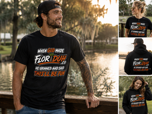 Guy and Girl wearing When God Made FLoriduh Tees and Hoodies