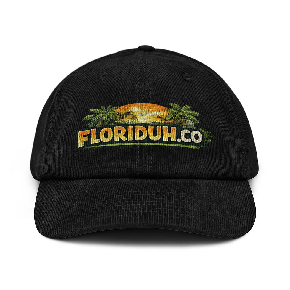 Black Floriduh Corduroy hat with palm tree logo