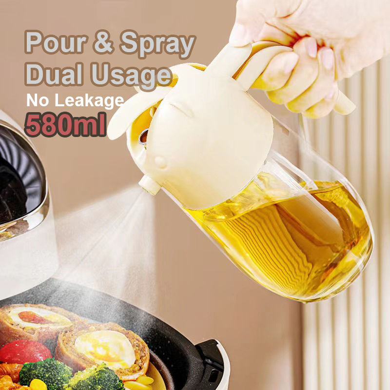 2 in 1 Oil Bottle Spray And Automatically Open Pour Oil Dispenser 580ML