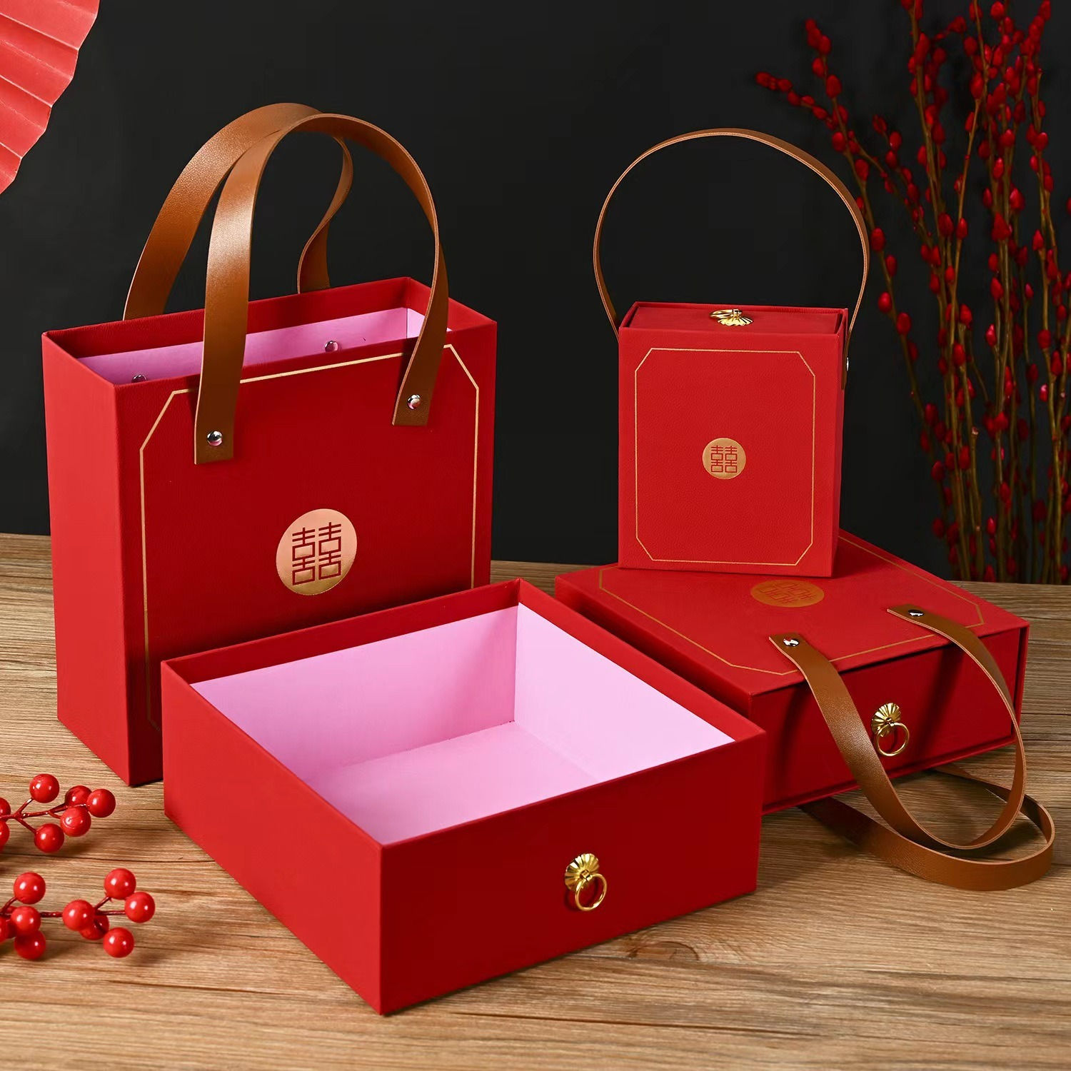 Classic Elegant Wedding Packaging Gift Paper Box and Bag Set
