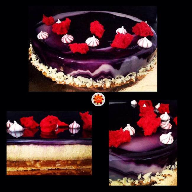 Entremet caramel, cacahuète et mousse vanille