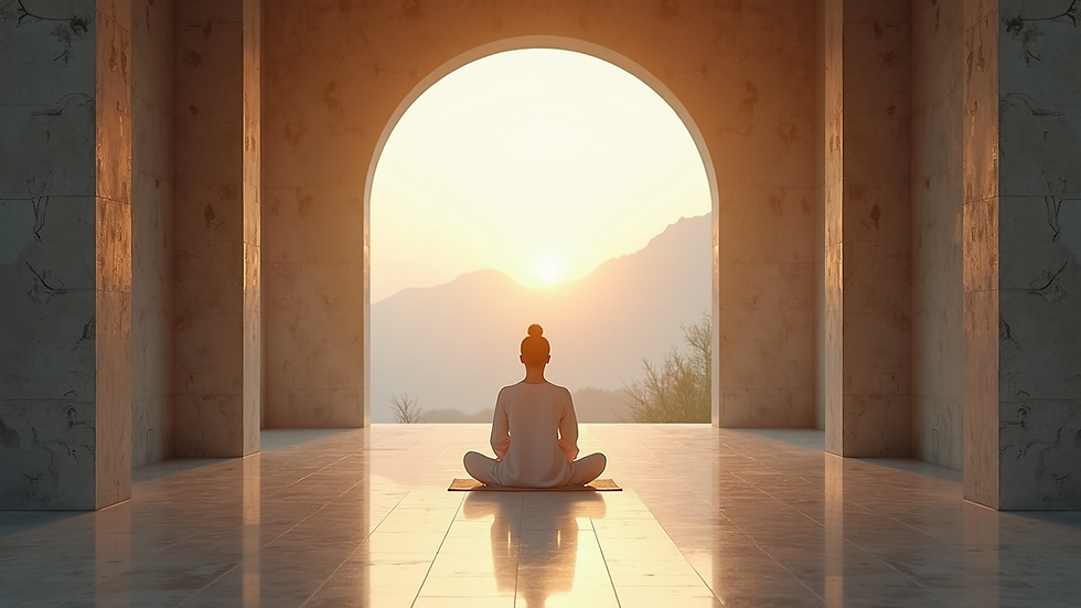 Eye-level view of a peaceful tranquil space for meditation