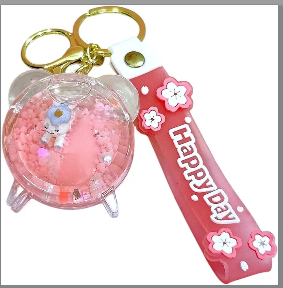 Thumbnail: Water Glitter Keychain With Floating Liquid Filled Keychain with Plushie Strap