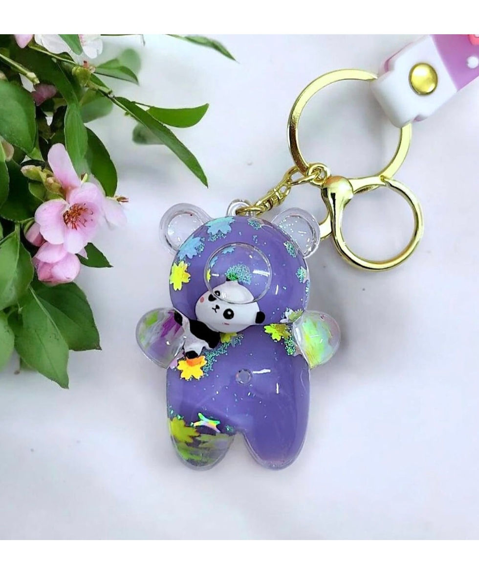 Thumbnail: Water Glitter Keychain With Floating Liquid Filled Keychain with Plushie Strap