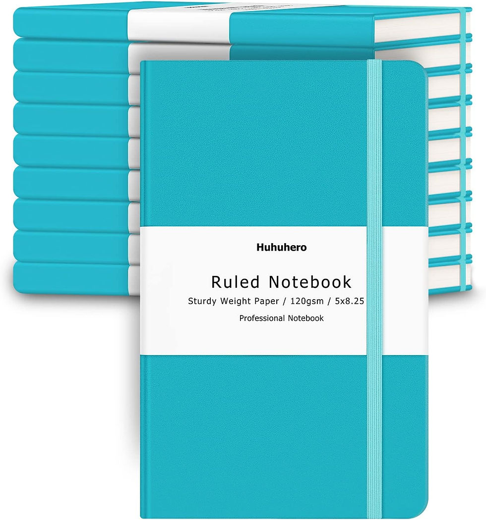 Thumbnail: Huhuhero Lined Journal Notebook, 5 Pack Black Hardcover Notebooks for Work Busi