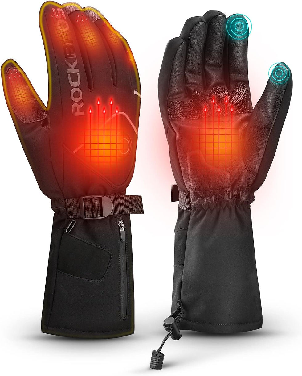 ROCKBROS Heated Gloves Electric Rechargeable Battery Thermal Mittens Gloves for