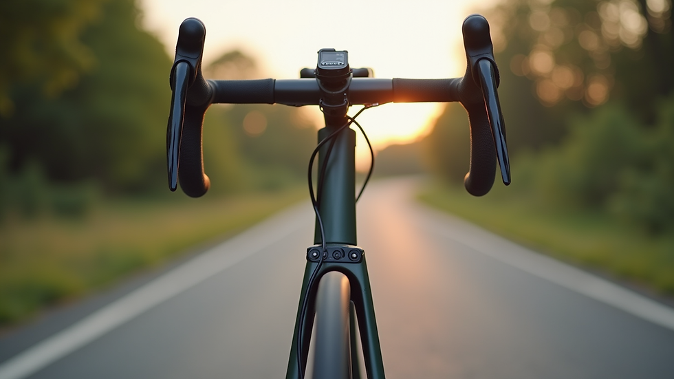 Close-up view of a triathlon bike on a road