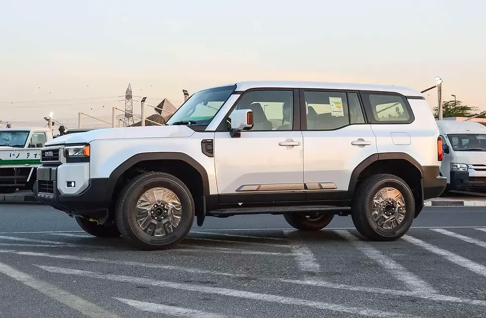 Miniature : SUV blanc robuste garé sur la rue en plein jour