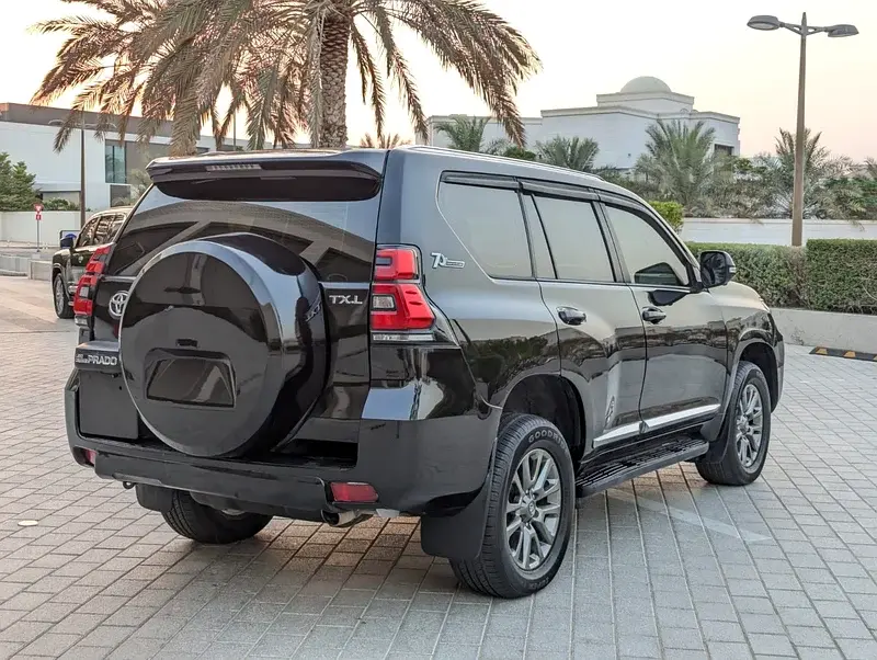 Miniature : SUV noir Toyota Prado TXL garé près de palmiers.