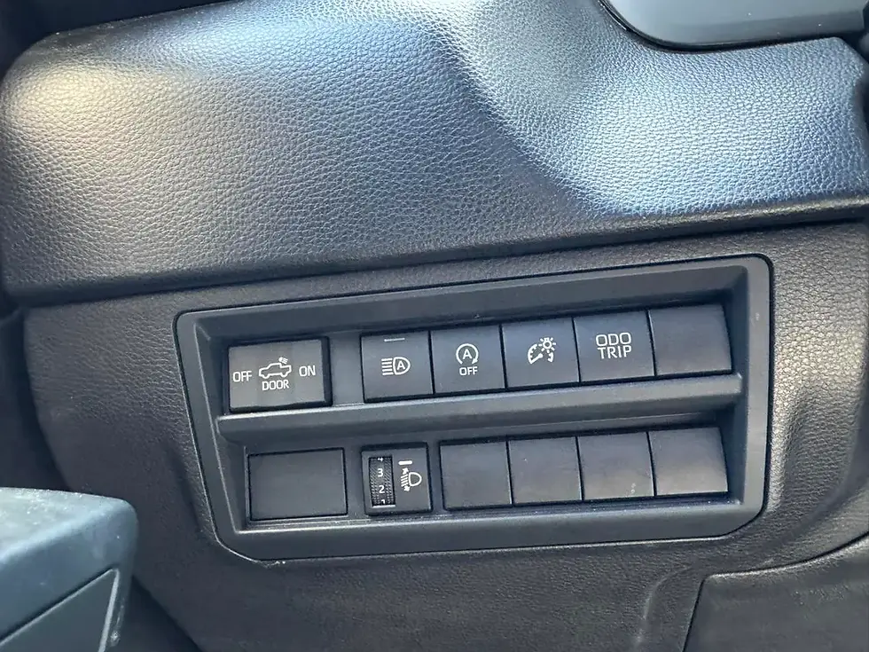 Miniature : Commandes tableau de bord, boutons OFF, ON, DOOR, TRIP et icônes fonctions.