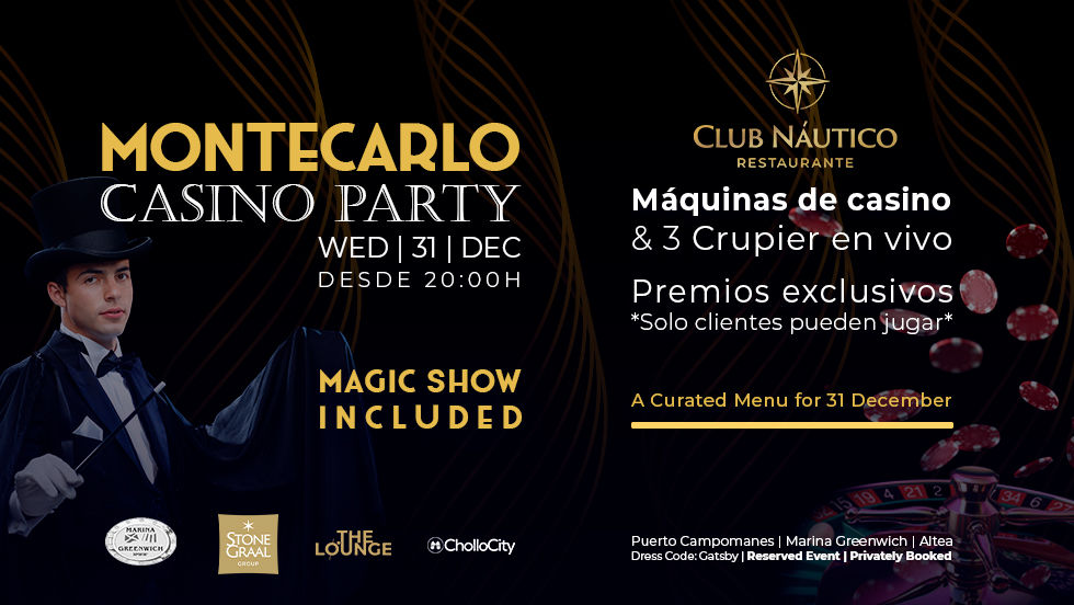 💎 MONTECARLO CASINO PARTY – Gatsby Edition | Wednesday, 31st December