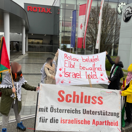 Kundgebung in Gunskirchen/OÖ: Keine Motoren für Waffenproduktion in Israel!
