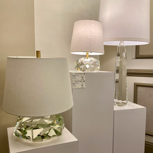 crystal table lamps, glass and brass table lamps