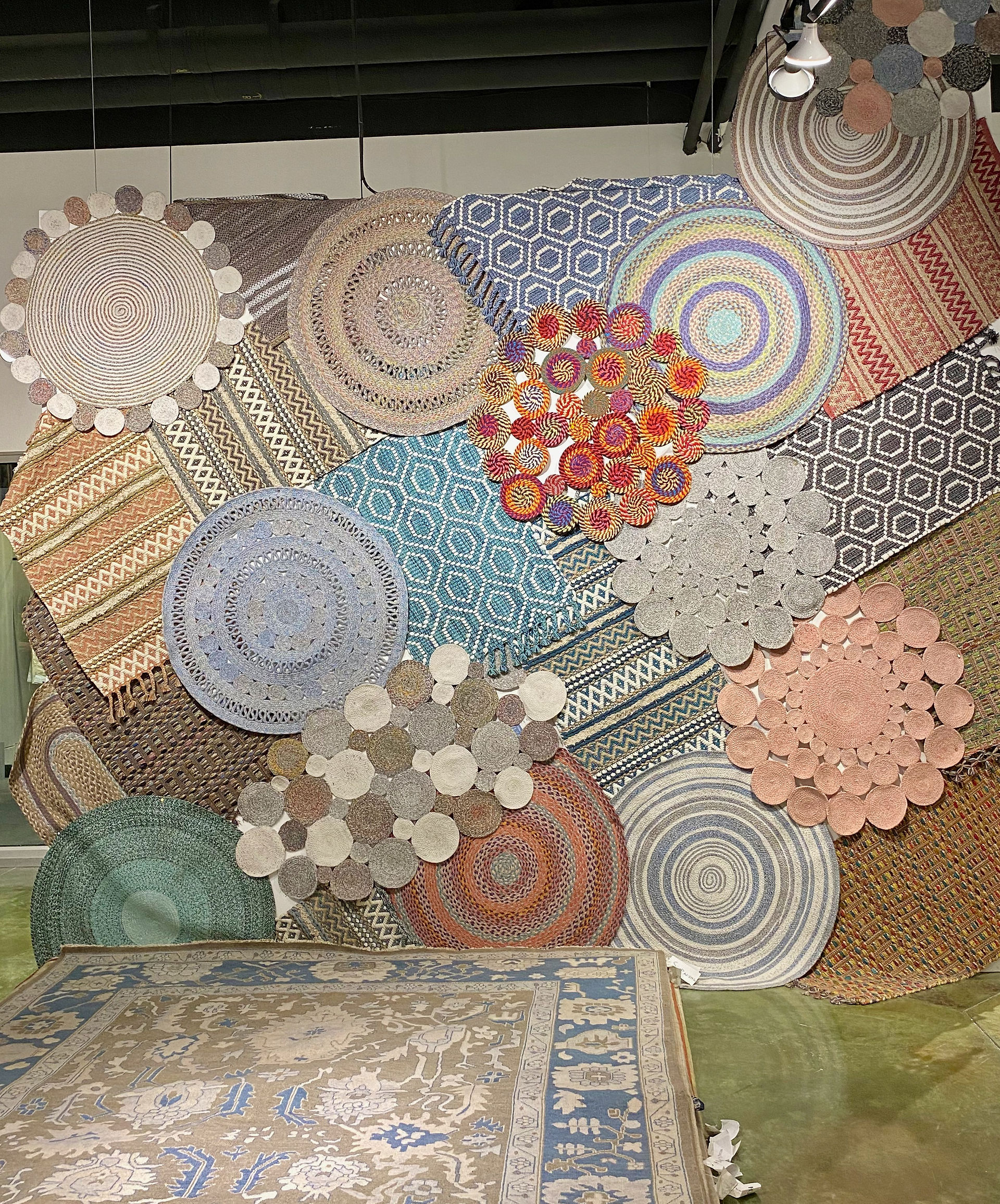 throw rugs, multicolored rugs, round rugs