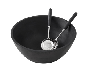 Williams Sonoma Black Wood Salad Bowl & Servers