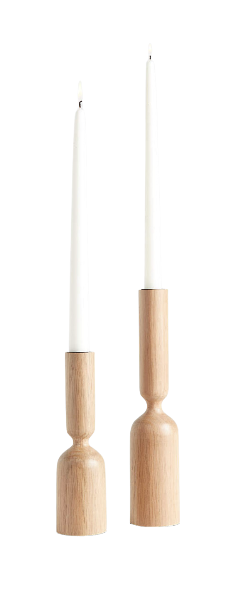 Crate and Barrel Asker Black Wood Taper Candle Holder 8.5"