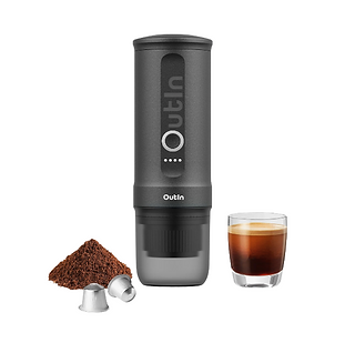 Amazon Outin Nano Portable Electric Espresso Machine with 3-4 Min Self-Heating, 20 Bar Mini Small 12V 24V Car Coffee Maker, Compatible with NS Capsule & Ground Coffee for Camping, Travel, RV, Hiking, Office