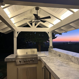 new outdoor bbq at sunset
