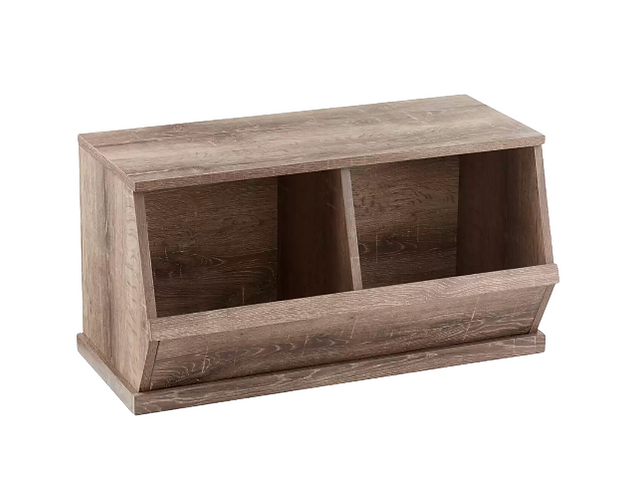 The Container Store Nantucket Stacking Double Bin Rustic Driftwood