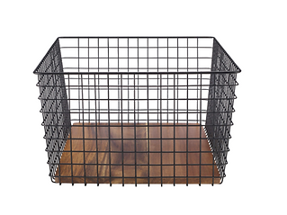 Crate and Barrel NeatMethod Large Black Metal Grid Storage Basket