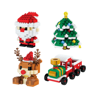 4 Pack Christmas Stocking Stuffers Gifts for Kids, Santa Claus Design Building Blocks, 2025 New Christmas Building Blocks Theme Ornaments, Xmas New Year Birthday Gifts for Boys, Girls and Teens