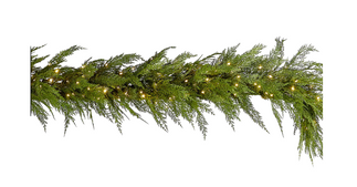 Crate and Barrel Faux Hemlock Pine Pre-Lit LED Christmas Garland 74"