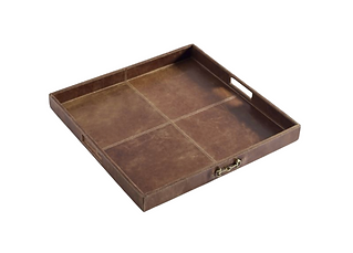 grandinroad Beckett Square Leather Tray