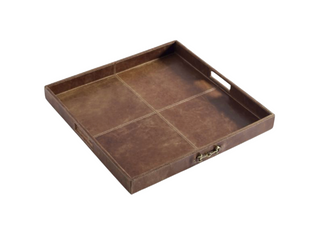 grandinroad Beckett Square Leather Tray