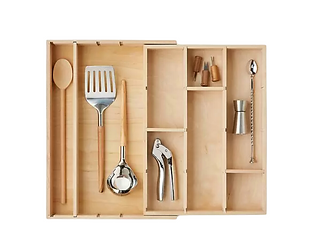 The Container Store Marie Kondo Birch Expandable Utensil & Tool Tray