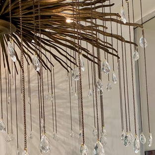 metal and glass chandelier, modern chandelier