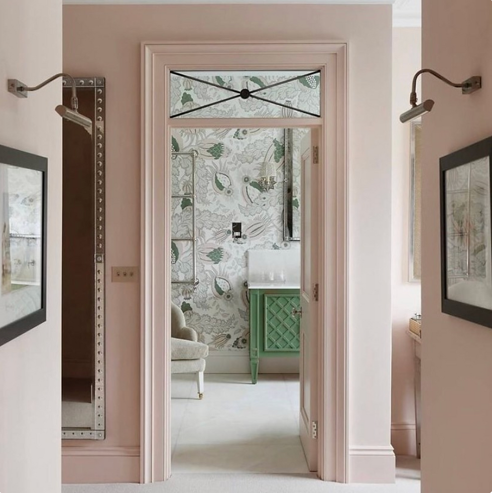 Farrow and Ball Pink painted hallway