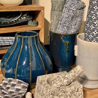 blue vase, blue and white decor, organic decor