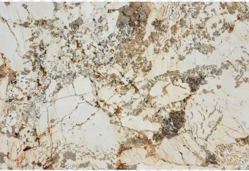 Assorted stone countertop and hardscape surface samples including granite, travertine, and slate