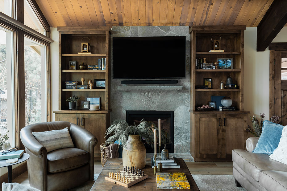 Lake Tahoe rustic family room makeover
