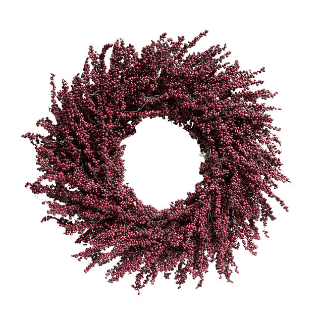 Crate and Barrel Faux Burgundy Mini Berry Wreath 32"