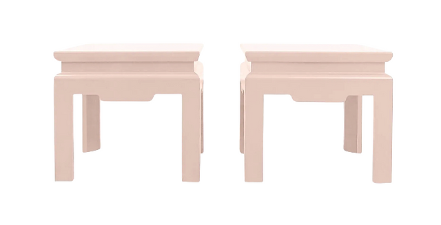 Chairish Pair of Modern Ming Stools Custom-Built and Lacquered Hale Navy Gloss
