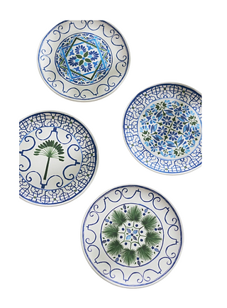 Anthropologie Sea Tile Melamine Side Plates, Mixed Set of 4