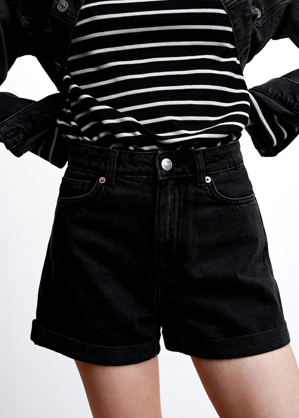 MANGO Short Denim Mom High Waist