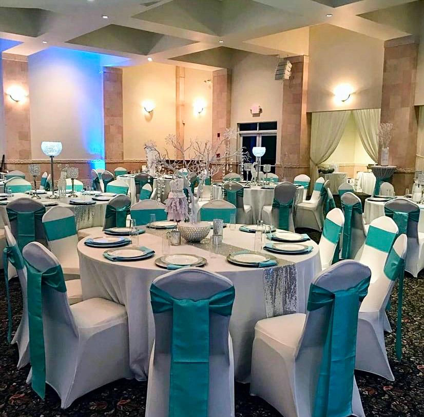 Blue and White event setting