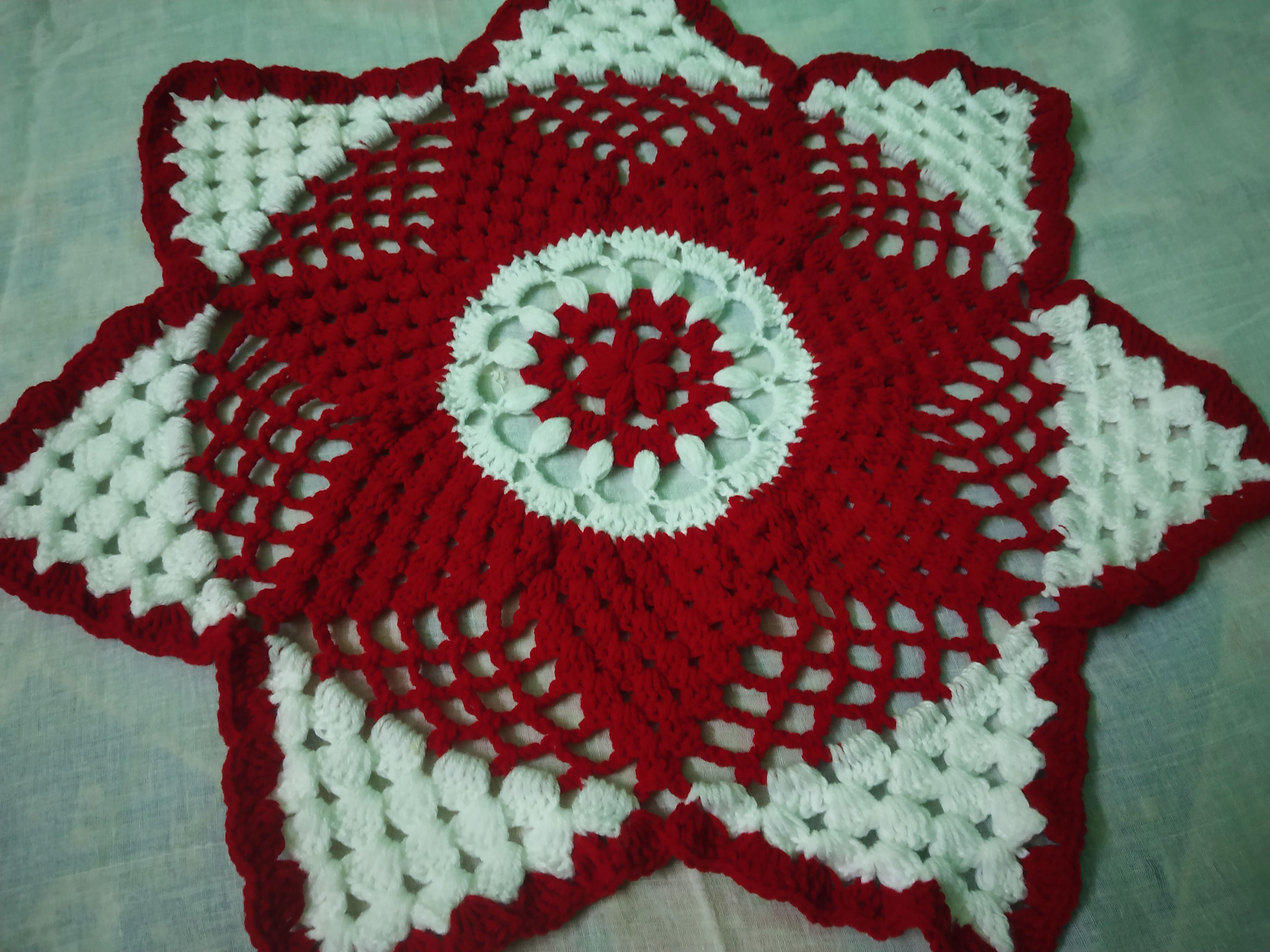 Handmade Woolen Red-White Thalposh