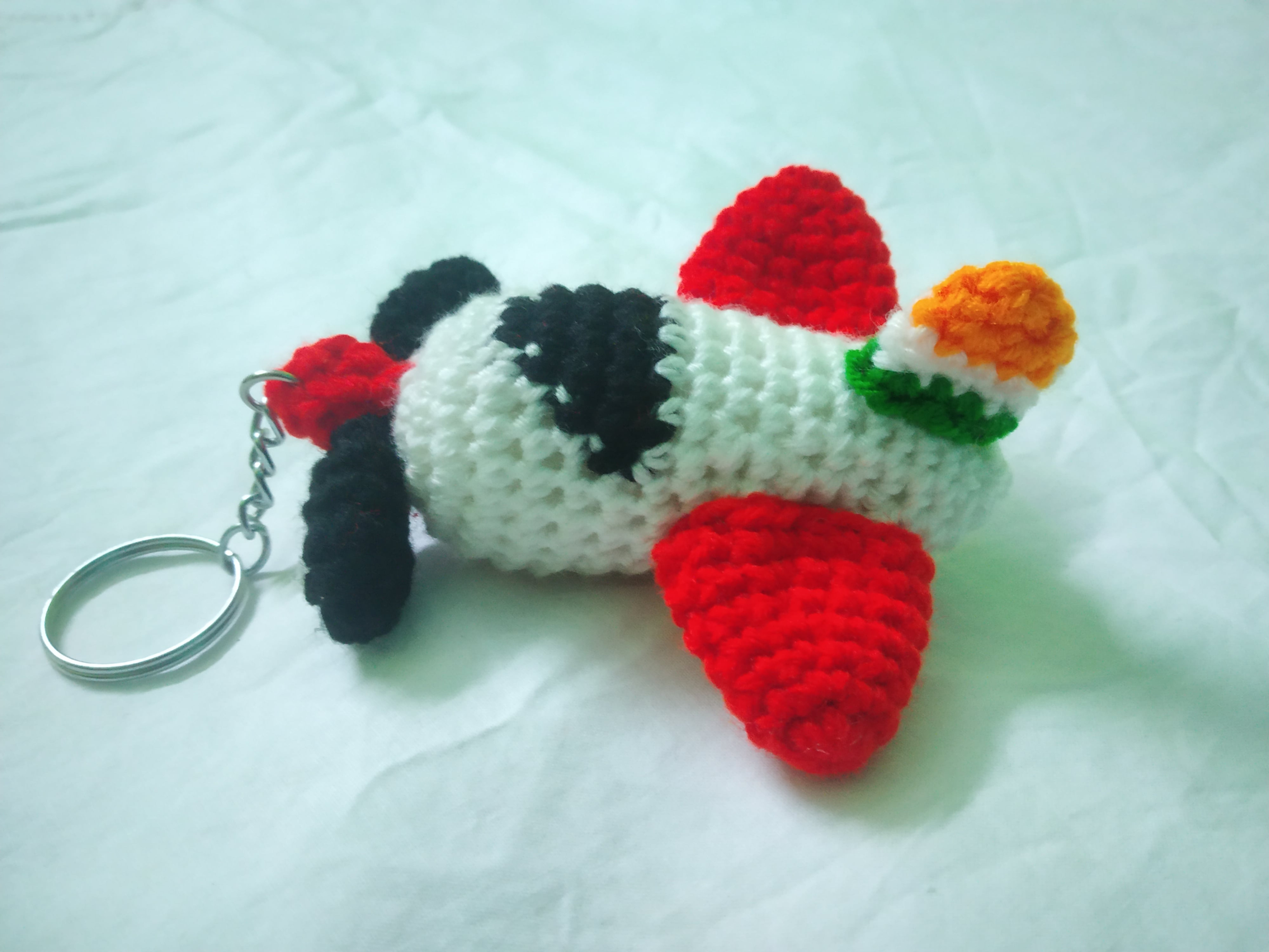 Handmade Tiny Woolen Aeroplane Key Chain