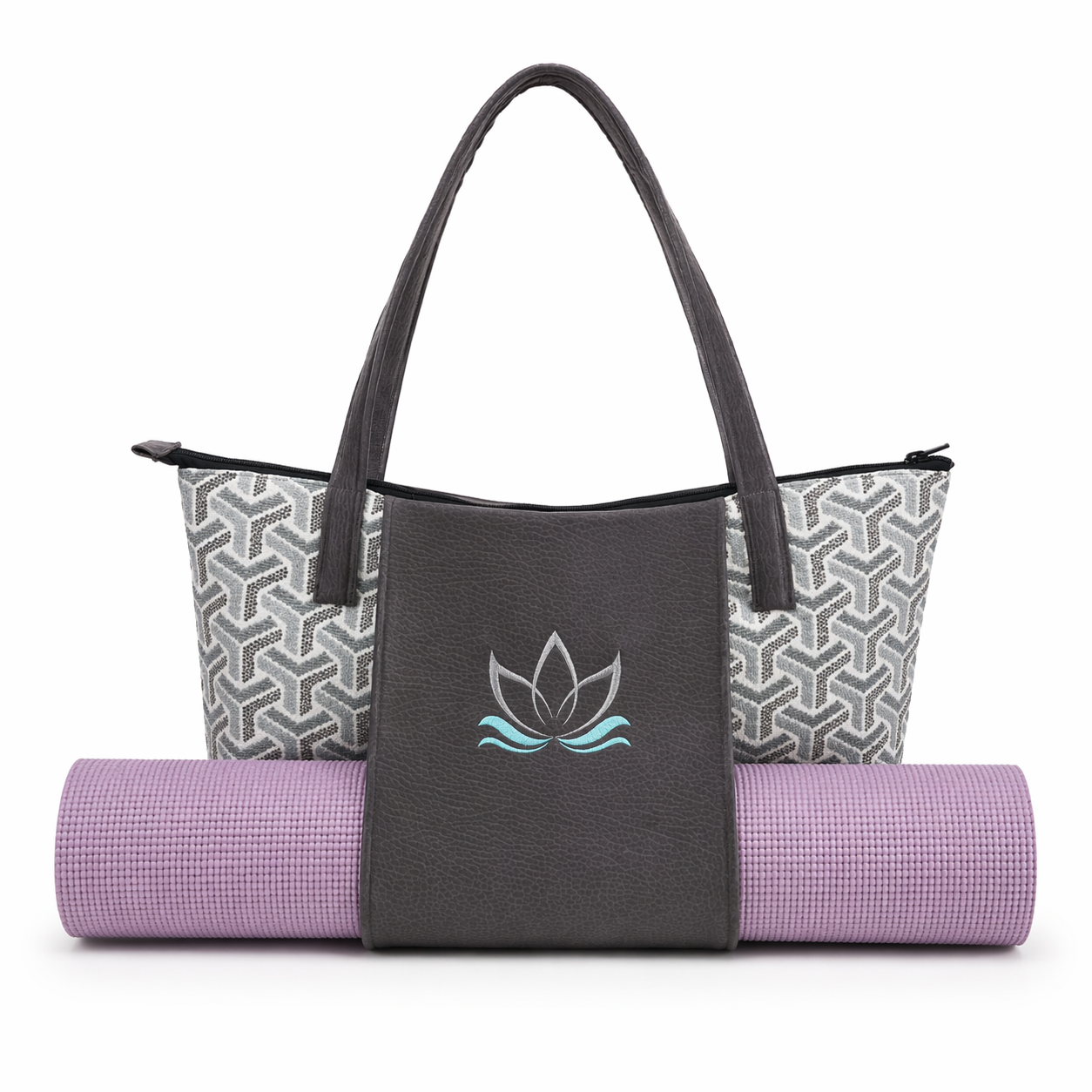 Yoga Bag - Geometric Whites/ Greys