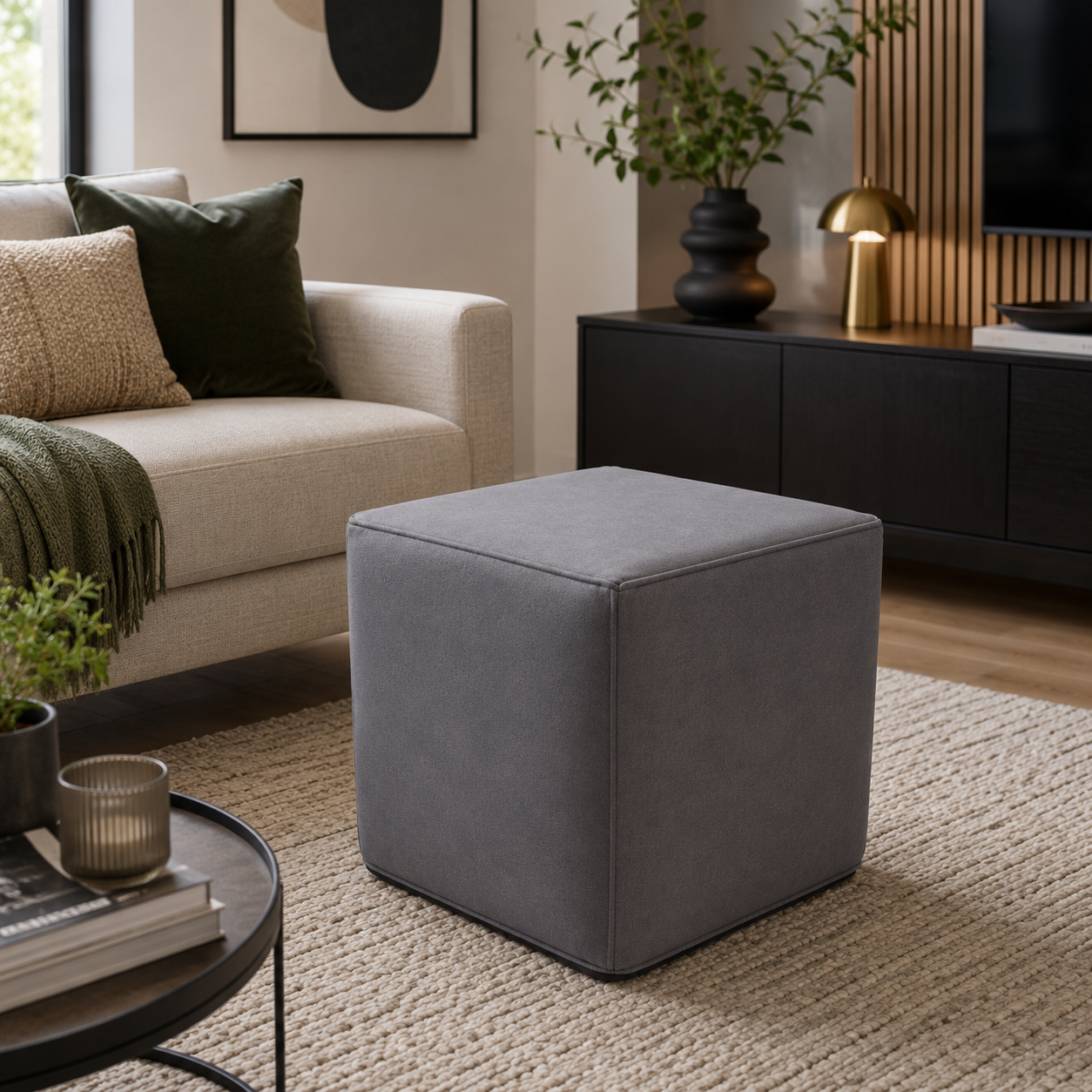 Cube Pouffe - Dark Grey
