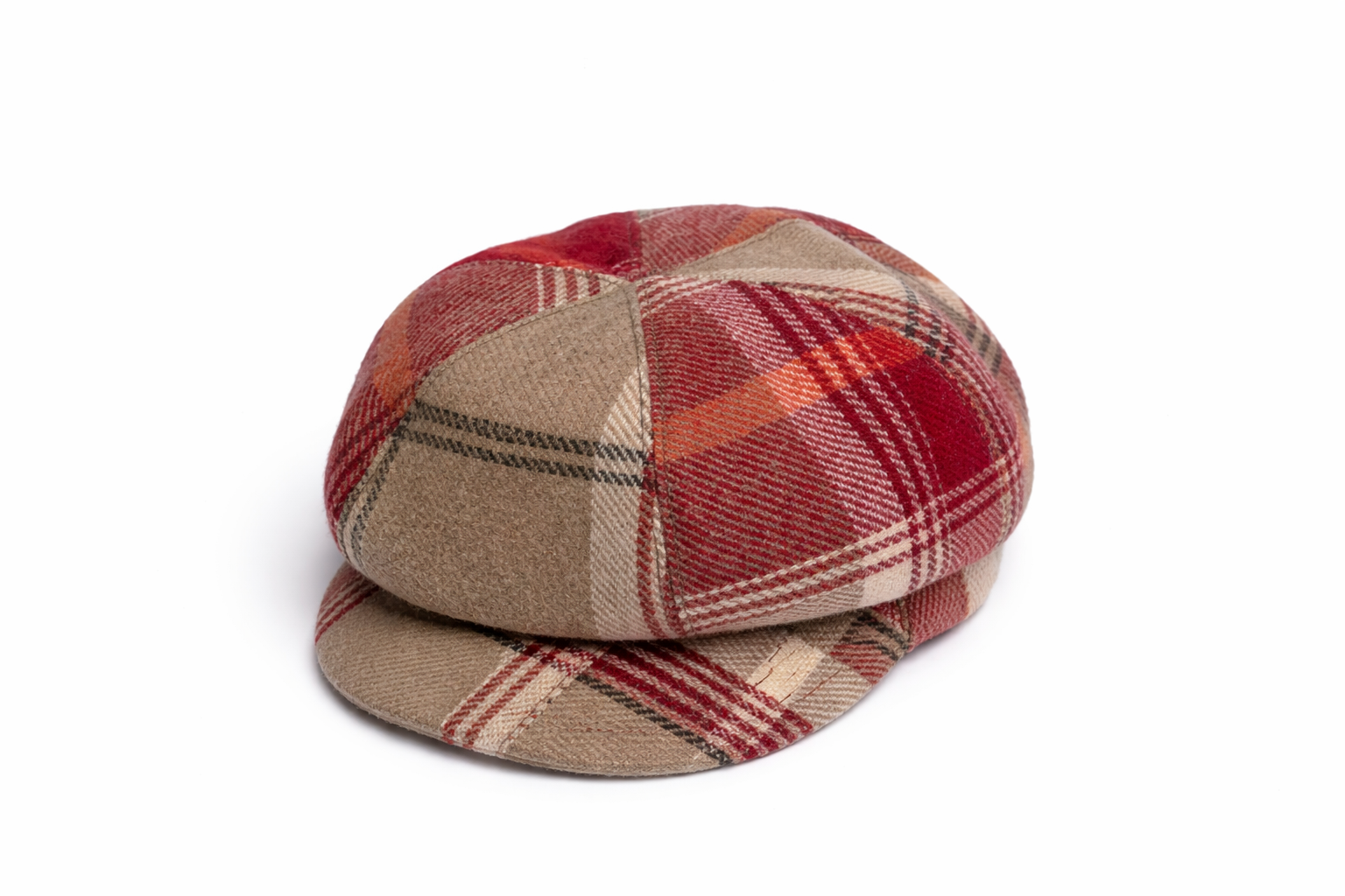 Bakerboy Hat - Red/Beige Plaid