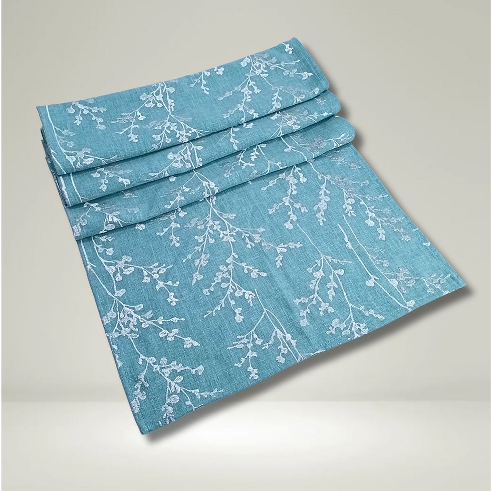 Thumbnail: Table Runner - Blue/Silver Embroidery